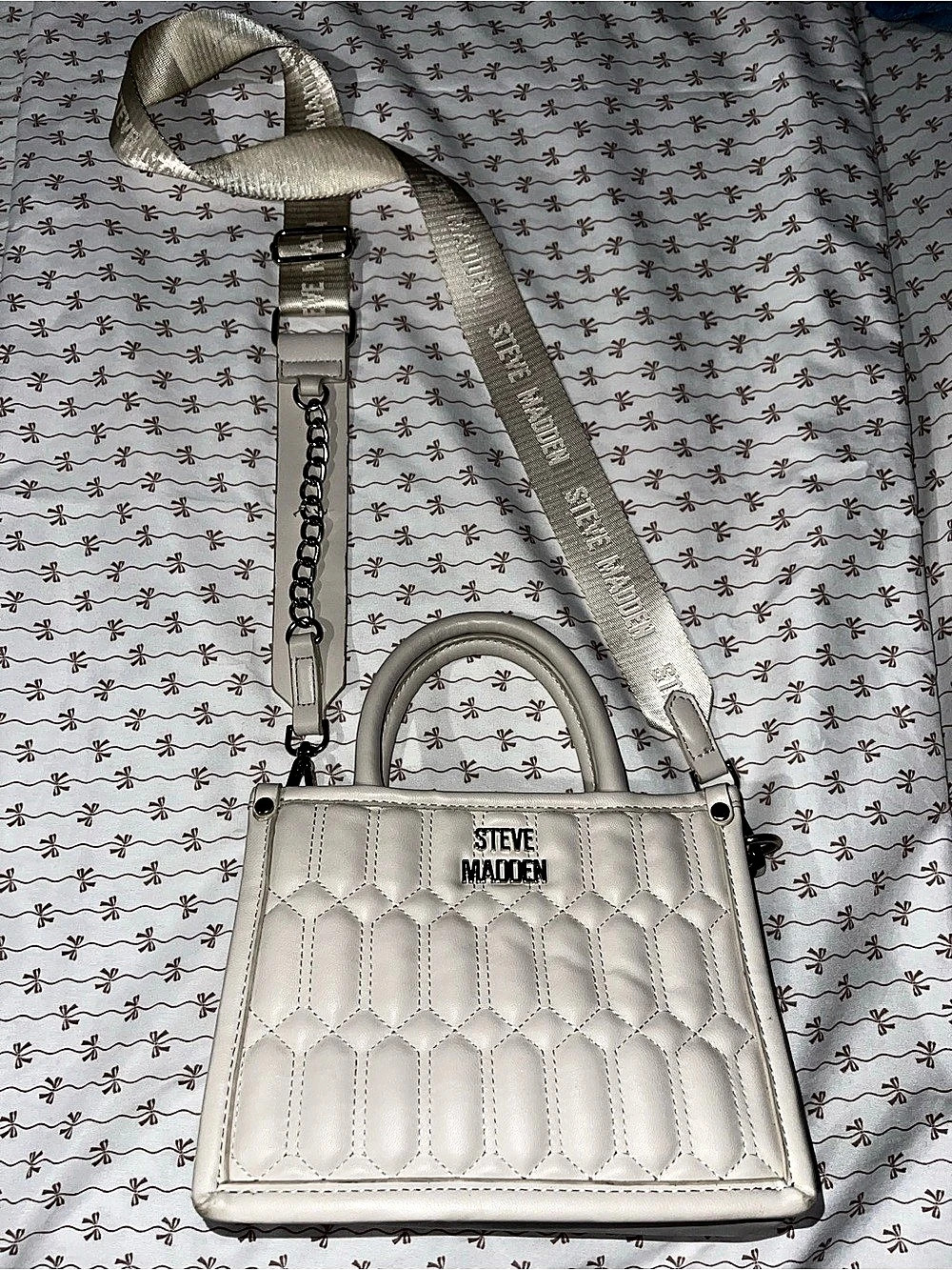 Steve Madden Quilted Shoulder Bag in White